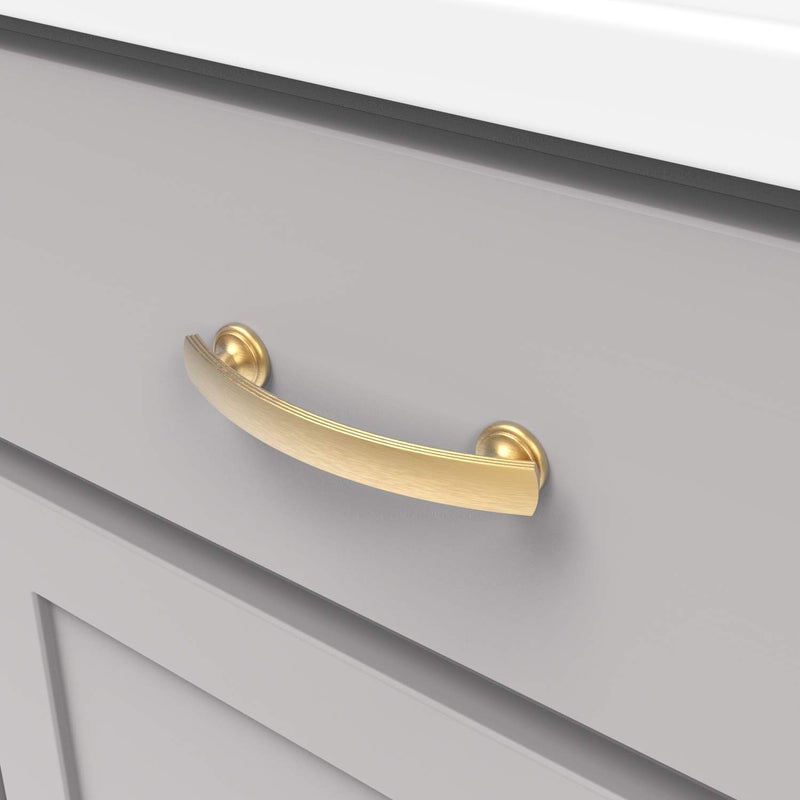 Hickory Hardware 1 Pack Solid Core Kitchen Cabinet Pulls  Luxury Cabinet Handles  Hardware for Doors & Dresser Drawers  3-3/4 Inch (96mm) Hole Center  Brushed Golden Brass  American Diner Collection - Image 3